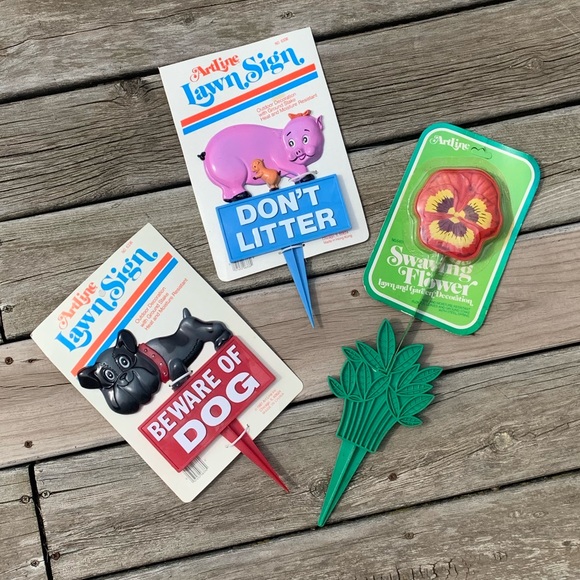 Vintage 1985 Swaying Pansy Flower Lawn Decor ArtLine 80s Red - Picture 6 of 6